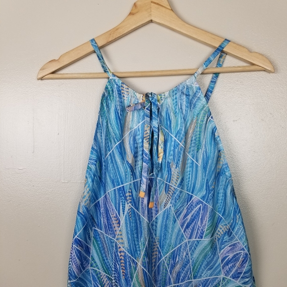 PINEDA COVALIN 100% Silk Spaghetti Strap Dress Flowy Lightweight Graphic Pattern - Picture 8 of 13